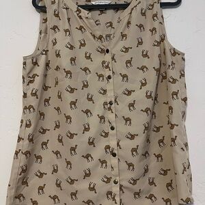 Cream colored blouse with camels Croft&Barrow